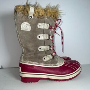 Sorel Tofino Winter Lined Boots Red Women SZ  5 NY1839-223 Brindle & Oyster Faux